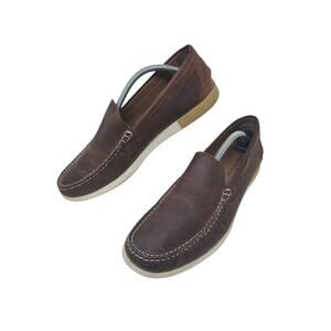 Johnston & Murphy BRANNON Men's Slip On Casual Boat Shoe Brown Leather Size 11